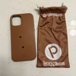 Loopy Case Brown Silicone Phone Case with Loopy Pouch - Saddle Brown